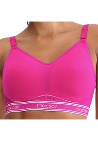 TRIACTION - Stanik do biegania Cardio Breeze z wysoki poziomem podtrzymywania. Kolor: różowy. Materiał: poliester, poliamid, elastan. Wzór: paski. Sport: bieganie, fitness #1