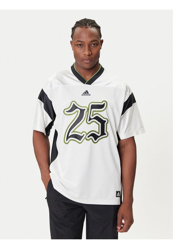 Adidas - adidas T-Shirt Football JY2762 Biały Oversize. Kolor: biały. Materiał: syntetyk