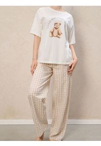 Sinsay - Bawełniana piżama dwuczęściowa z misiem - biały. Kolor: biały. Materiał: bawełna #1