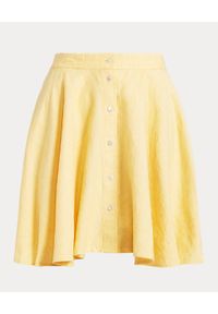 Ralph Lauren - RALPH LAUREN - Lniana spódnica zapinana na guziki. Kolor: żółty. Materiał: len #4