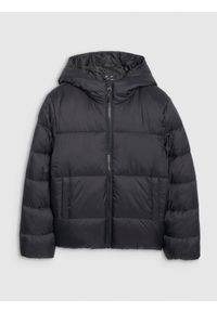4f - 4F Kurtka puchowa z wypełnieniem syntetycznym chłopięca - czarna 122 (6-7 lat). Okazja: na spacer, na co dzień, na uczelnię. Kolor: czarny. Materiał: puch, syntetyk. Sezon: lato. Styl: casual #1