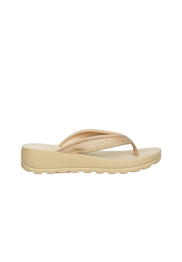 Japonki Azaleia Angelica Glitter Pearly Beige, Beżowy, Tworzywo - 40. Okazja: na co dzień. Kolor: beżowy. Wzór: paski. Styl: casual