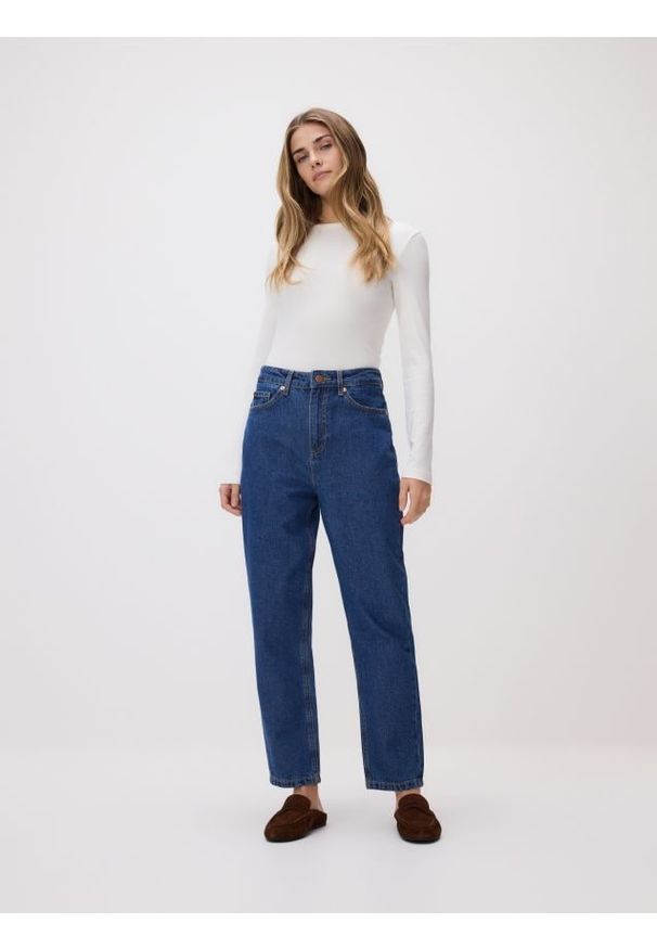 Reserved - Jeansy mom fit - niebieski. Kolor: niebieski