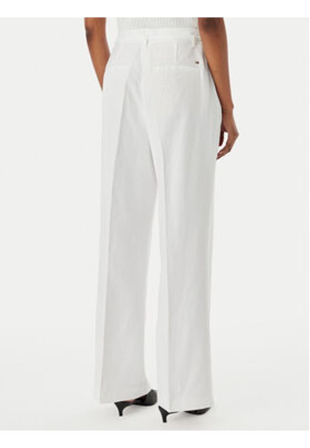 TOMMY HILFIGER - Tommy Hilfiger Spodnie materiałowe WW0WW48884 Biały Wide Leg. Kolor: biały. Materiał: bawełna, len