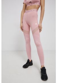 adidas Performance legginsy treningowe damskie kolor różowy gładkie. Kolor: różowy. Materiał: materiał, poliester, skóra. Wzór: gładki. Sport: fitness