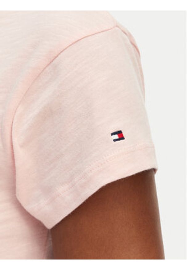 TOMMY HILFIGER - Tommy Hilfiger T-Shirt WW0WW48702 Różowy jasny Slim Fit. Kolor: różowy. Materiał: bawełna