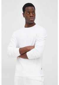BOSS bluza bawełniana BOSS CASUAL męska kolor biały gładka. Okazja: na co dzień. Kolor: biały. Materiał: bawełna. Wzór: gładki. Styl: casual