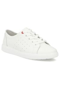 Skórzane półbuty damskie białe Filippo DP7556. Okazja: na co dzień. Kolor: biały. Materiał: skóra. Szerokość cholewki: normalna. Obcas: na platformie. Styl: casual, sportowy #1