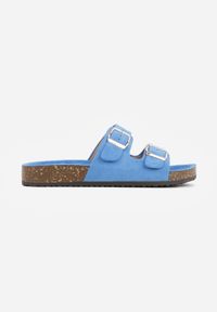 Born2be - Niebieskie Klapki z Regulowanymi Paskami i Profilowaną Wkładką Rida. Okazja: na co dzień. Kolor: niebieski. Materiał: jeans, len. Wzór: paski. Sezon: lato. Styl: casual #8