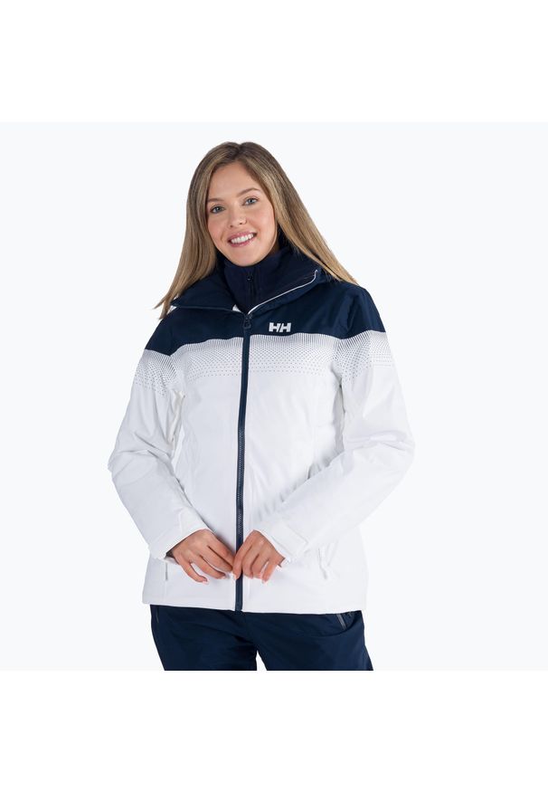 Kurtka narciarska damska Helly Hansen Motionista Lifaloft. Kolor: wielokolorowy, niebieski, biały. Sezon: zima. Sport: narciarstwo
