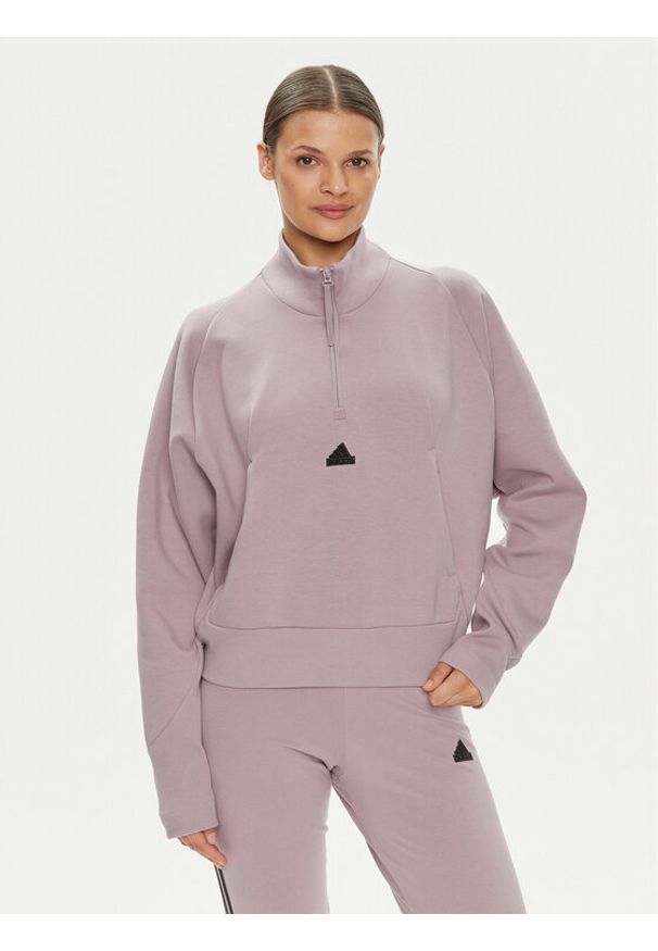 Adidas - adidas Bluza Z.N.E. IS3899 Fioletowy Loose Fit. Kolor: fioletowy. Materiał: syntetyk, bawełna