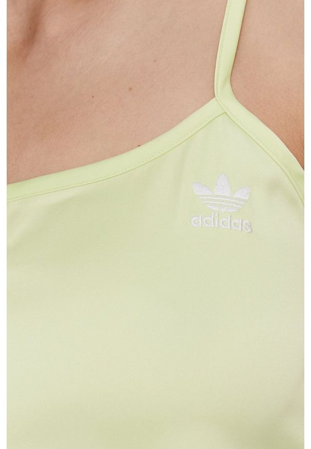 adidas Originals - Sukienka. Kolor: żółty. Materiał: tkanina, materiał. Długość rękawa: na ramiączkach. Typ sukienki: rozkloszowane