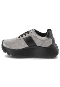 Sneakersy damskie Filippo, skórzane na masywnej podeszwie i sznurowane z okrągłym noskiem, szare, DP6785-25-GR. Okazja: na co dzień. Nosek buta: okrągły. Kolor: szary. Materiał: skóra. Szerokość cholewki: normalna. Styl: casual, elegancki #8