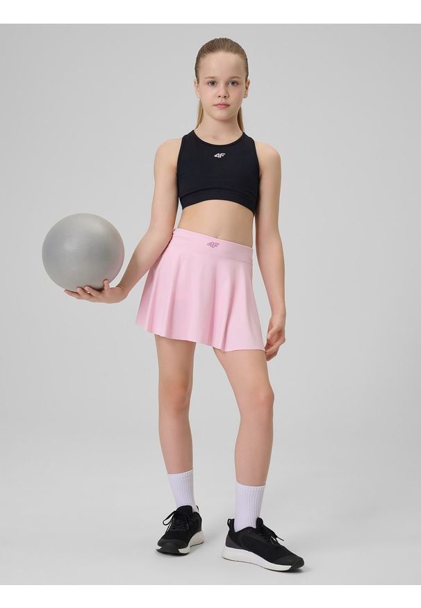 4f - 4F Spódniczka sportowa szybkoschnąca dziewczęca - różowa 158/164 (12-14 lat). Okazja: na co dzień. Kolor: różowy. Materiał: dzianina, włókno, syntetyk, materiał, skóra. Sezon: lato. Styl: sportowy