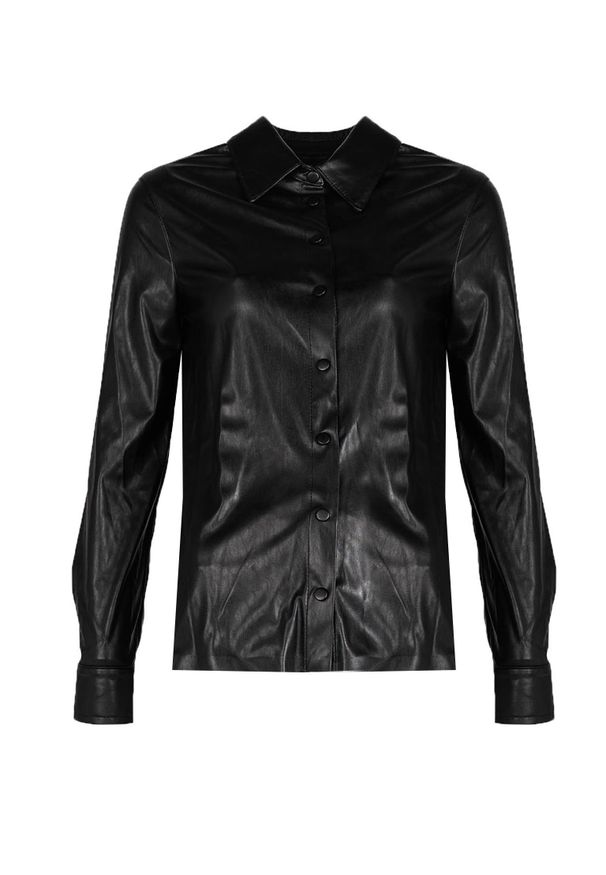 Pinko Koszula "Ripetta" | 1G168P Y7CD | Ripetta | Kobieta | Czarny. Typ kołnierza: kołnierzyk klasyczny. Kolor: czarny. Materiał: skóra ekologiczna. Długość rękawa: długi rękaw. Długość: długie. Styl: klasyczny