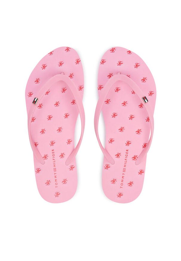 TOMMY HILFIGER - Tommy Hilfiger Japonki Repeat Logo Platform FW0FW09199 Różowy. Kolor: różowy. Materiał: syntetyk. Obcas: na platformie