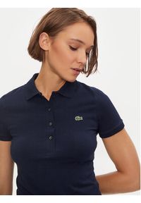 Lacoste Polo DF3443 Granatowy Slim Fit. Typ kołnierza: polo. Kolor: niebieski. Materiał: bawełna