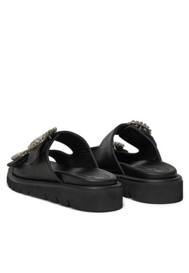 Eva Minge Klapki LILY-VII75-06-1 Czarny. Kolor: czarny. Materiał: skóra