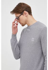 BOSS sweter z domieszką kaszmiru Boss Casual 50465687 kolor szary. Okazja: na co dzień. Kolor: szary. Materiał: kaszmir. Długość rękawa: długi rękaw. Długość: długie. Styl: casual #4