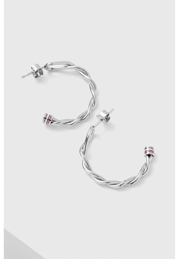 TOMMY HILFIGER - Tommy Hilfiger kolczyki. Kolor: srebrny