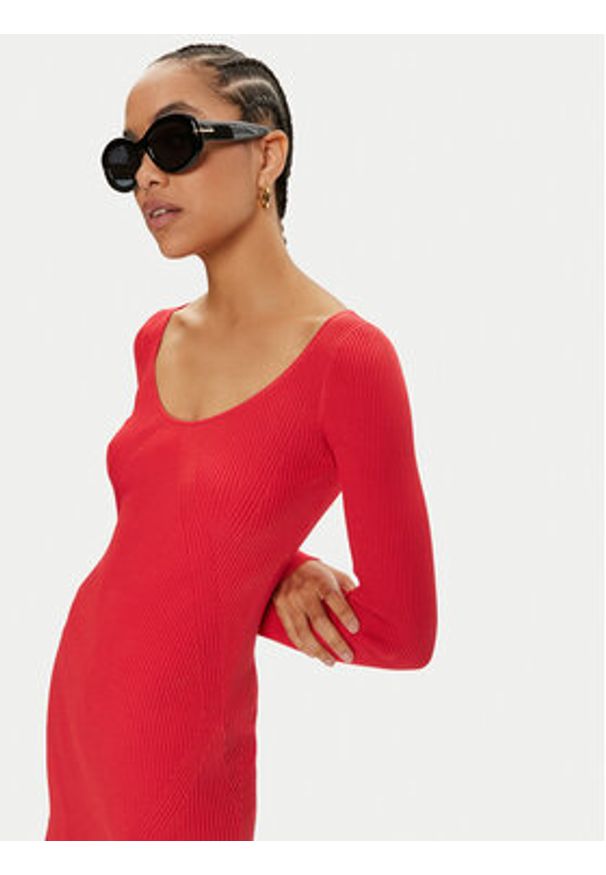 Pinko Sukienka dzianinowa Aloe Abito 102800 A170 Czerwony Slim Fit. Kolor: czerwony. Materiał: syntetyk