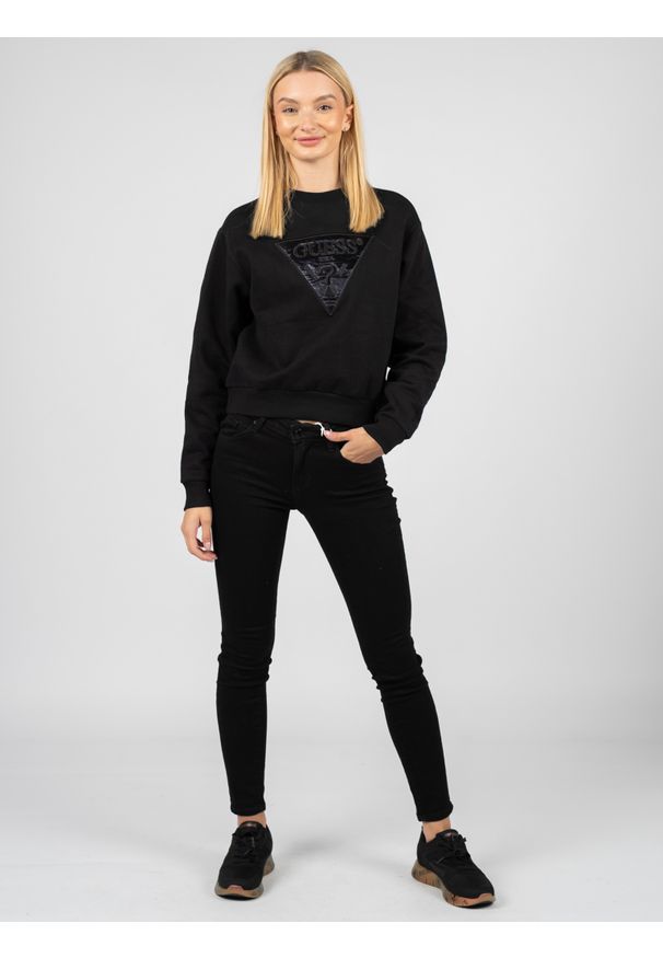 Guess Bluza. Okazja: na co dzień. Materiał: prążkowany, bawełna. Wzór: aplikacja. Styl: casual