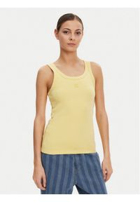 Hugo - HUGO Top Datamia 50514489 Żółty Slim Fit. Kolor: żółty. Materiał: bawełna #1