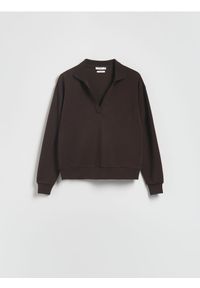 Reserved - Bluza z modalem - ciemnobrązowy. Kolor: brązowy. Materiał: dzianina #1