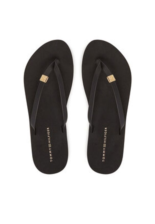 TOMMY HILFIGER - Tommy Hilfiger Japonki Elevated Chic Beach Sandal FW0FW08523 Czarny. Kolor: czarny. Materiał: skóra