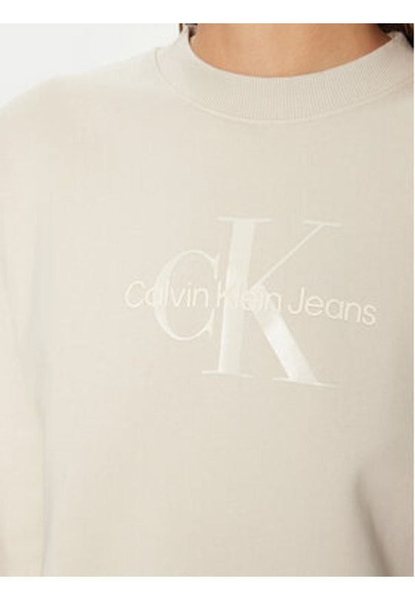 Calvin Klein Jeans Bluza Glossy Monologo J20J224724 Beżowy Regular Fit. Kolor: beżowy. Materiał: bawełna