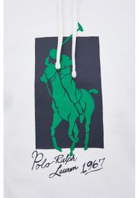 Polo Ralph Lauren bluza 710857313002 męska kolor biały z kapturem z nadrukiem. Typ kołnierza: kaptur, polo. Kolor: biały. Materiał: dzianina. Wzór: nadruk #5