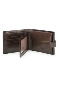 Wittchen - Męski portfel skórzany klasyczny ciemnobrązowy. Kolor: brązowy. Materiał: skóra. Wzór: aplikacja #6