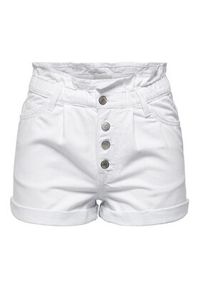 only - ONLY Szorty jeansowe 15200196 Biały Relaxed Fit. Kolor: biały. Materiał: jeans, bawełna #5