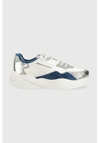 Armani Exchange sneakersy kolor biały. Zapięcie: sznurówki. Kolor: biały. Materiał: guma. Obcas: na platformie