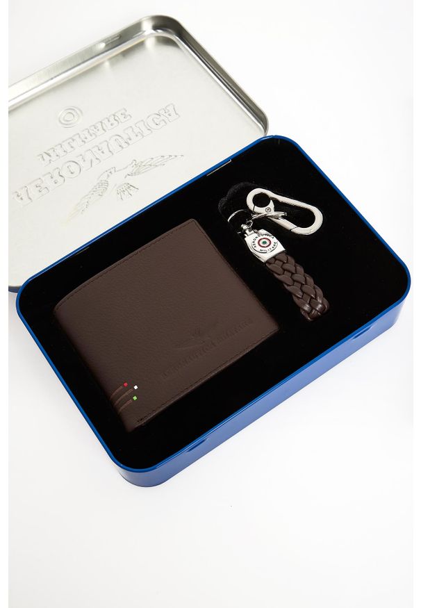 Aeronautica Militare - Komplet portfel + brelok męski skórzany AERONAUTICA MILITARE. Materiał: skóra