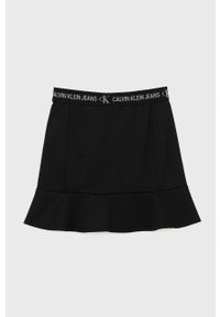 Calvin Klein Jeans Spódnica dziecięca IG0IG01311.PPYY kolor czarny mini prosta. Okazja: na co dzień. Kolor: czarny. Materiał: dzianina. Styl: casual #3