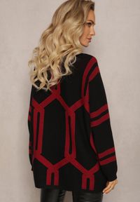 Renee - Czarny Sweter z Okrągłym Dekoltem i Wzorem w Paski Busso. Kolor: czarny. Wzór: paski #4