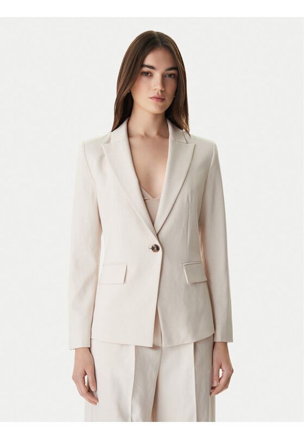 Marella Marynarka Slogan1 2615041211 Écru Slim Fit. Materiał: syntetyk