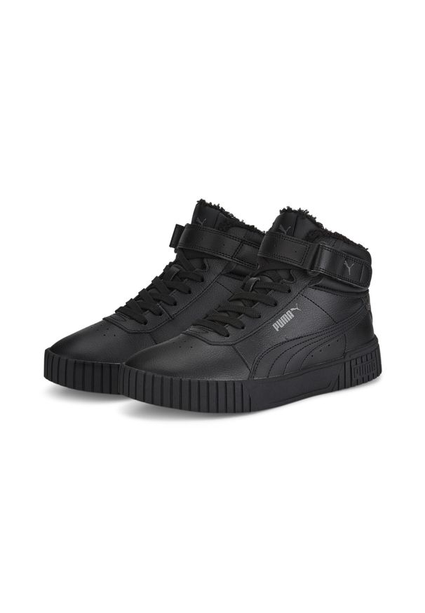 Puma - Damskie sneakersy Carina 2.0 Mid Winter PUMA Black Dark Shadow Gray. Okazja: na plażę. Kolor: czarny, szary, wielokolorowy. Materiał: guma, syntetyk, materiał. Sezon: lato. Sport: turystyka piesza