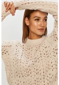 Vero Moda - Sweter. Kolor: szary. Materiał: poliester, dzianina. Długość rękawa: długi rękaw. Długość: długie. Wzór: gładki #3