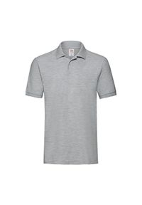 FRUIT OF THE LOOM - Męska Koszulka Polo Z Bawełny Premium. Typ kołnierza: polo. Kolor: szary. Materiał: bawełna