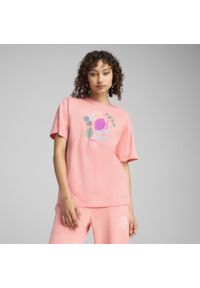 Puma - Damska koszulka GRAPHICS Relaxed Fruity PUMA Pink Fruit. Kolor: różowy. Materiał: guma. Wzór: nadruk