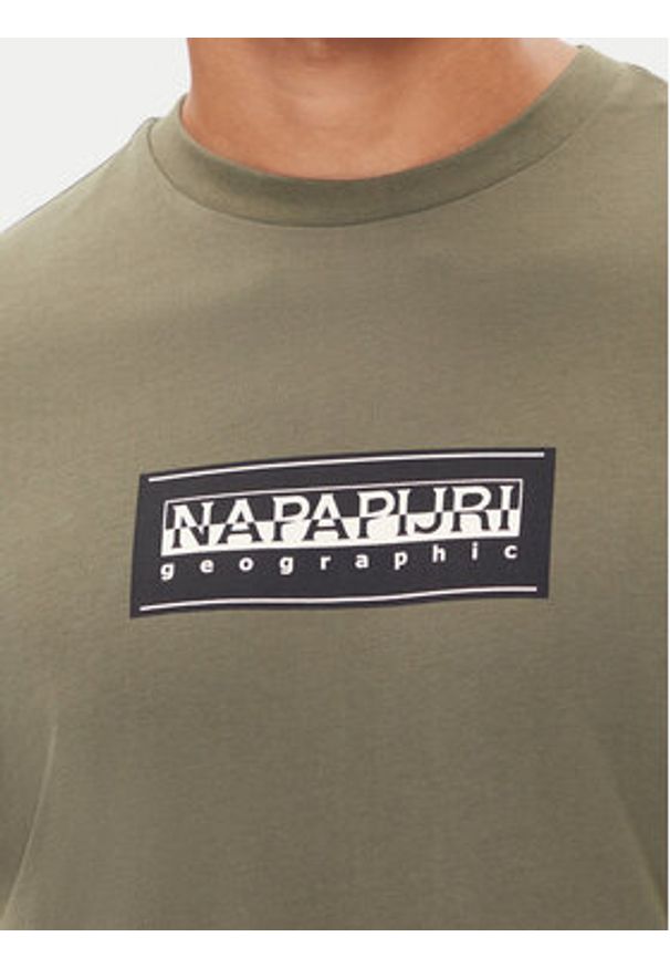 Napapijri Longsleeve S-Box Logo NP0A4I3M Khaki Regular Fit. Kolor: brązowy. Materiał: bawełna. Długość rękawa: długi rękaw