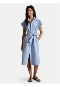 Polo Ralph Lauren Sukienka koszulowa 211A12907001 Niebieski jasny Regular Fit. Typ kołnierza: polo. Kolor: niebieski. Materiał: bawełna. Typ sukienki: koszulowe #1