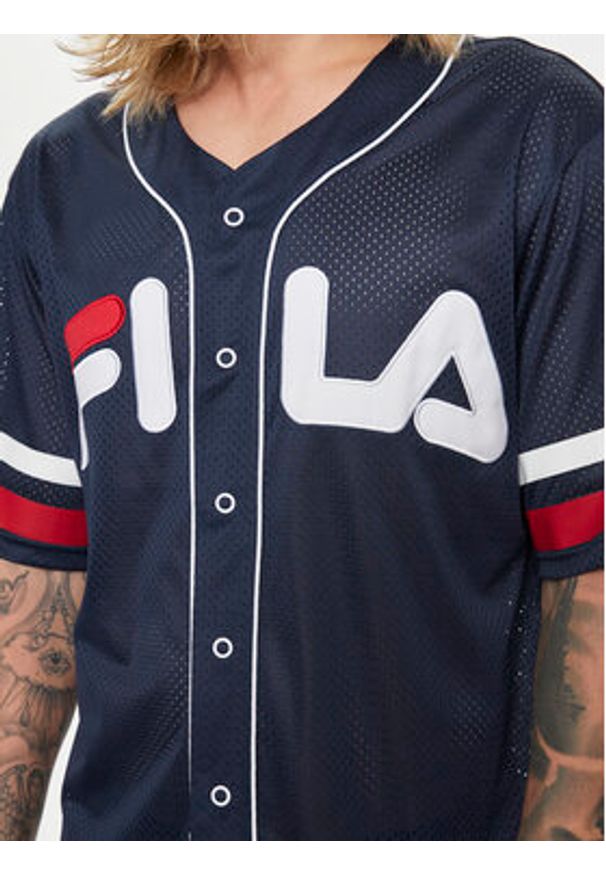 Fila T-Shirt FAM0652 Granatowy Relaxed Fit. Kolor: niebieski. Materiał: syntetyk