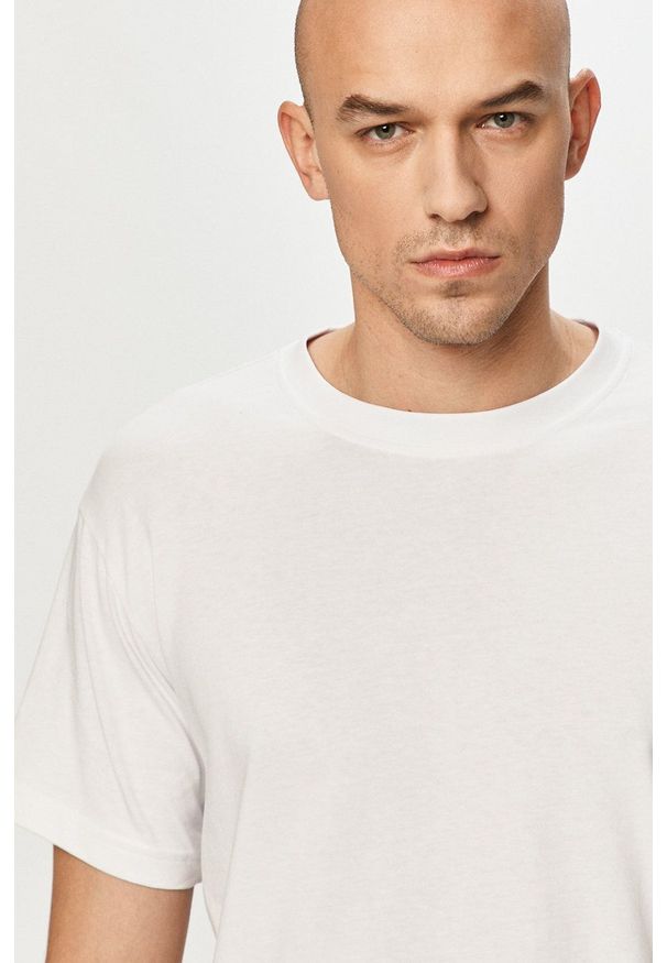 Dr. Denim - T-shirt. Okazja: na co dzień. Kolor: biały. Materiał: denim. Styl: casual