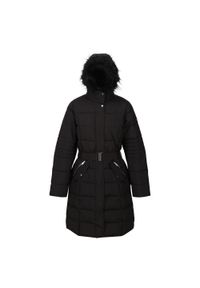 Decima Regatta damski turystyczny płaszcz zimowy pikowany. Kolor: czarny. Sezon: zima. Sport: turystyka piesza #1