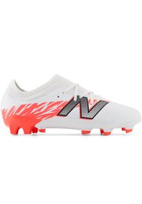 Korki dziecięce New Balance FURON TEAM JNR FG V8 SJF3FIB8 – białe. Kolor: biały. Materiał: syntetyk, materiał. Szerokość cholewki: normalna