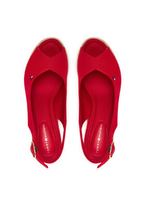 TOMMY HILFIGER - Tommy Hilfiger Espadryle Flag High Wedge Espad Slingback FW0FW09343 Czerwony. Kolor: czerwony. Materiał: materiał