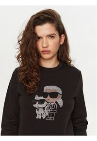 Karl Lagerfeld - KARL LAGERFELD Bluza A1W20081 Czarny Regular Fit. Typ kołnierza: dekolt w karo. Kolor: czarny. Materiał: bawełna #3